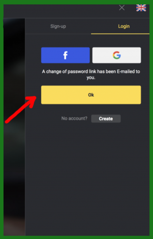 binomo password link has been emailed
