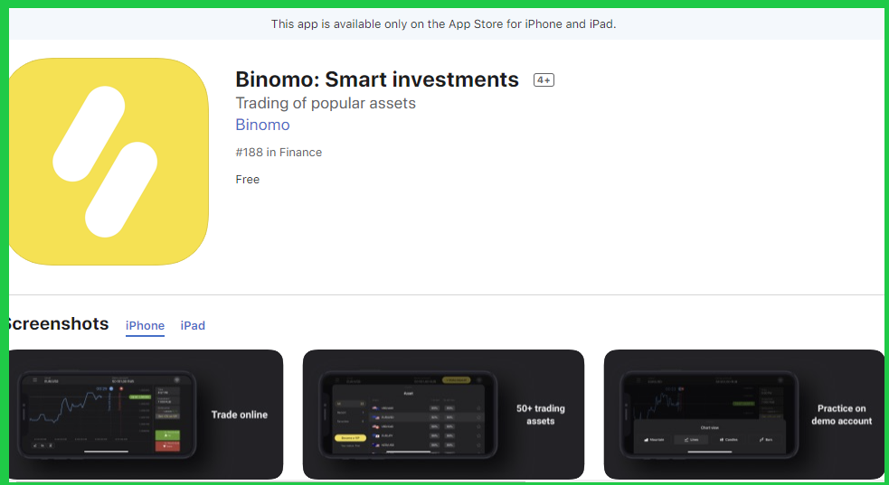 Binomo ios app in the itunes store