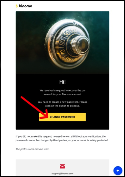Binomo - change password