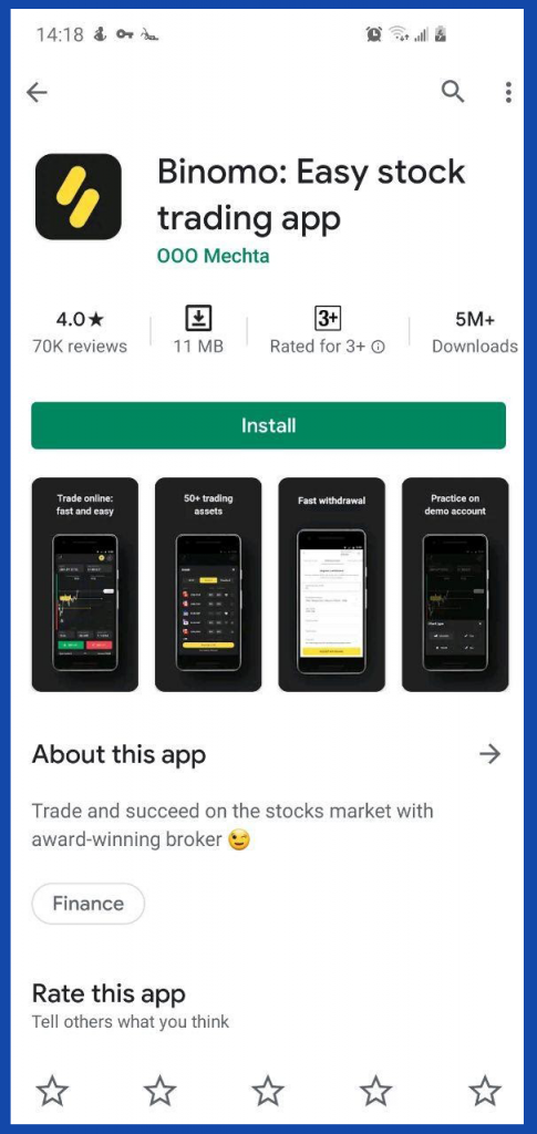 Binomo google play android app