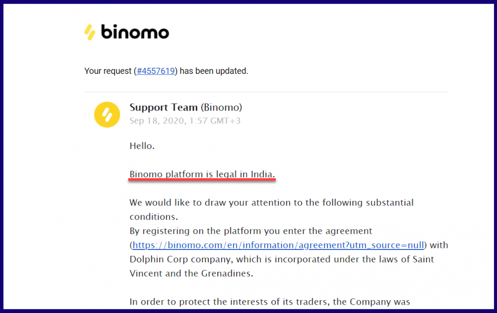 Binomo is legal in India